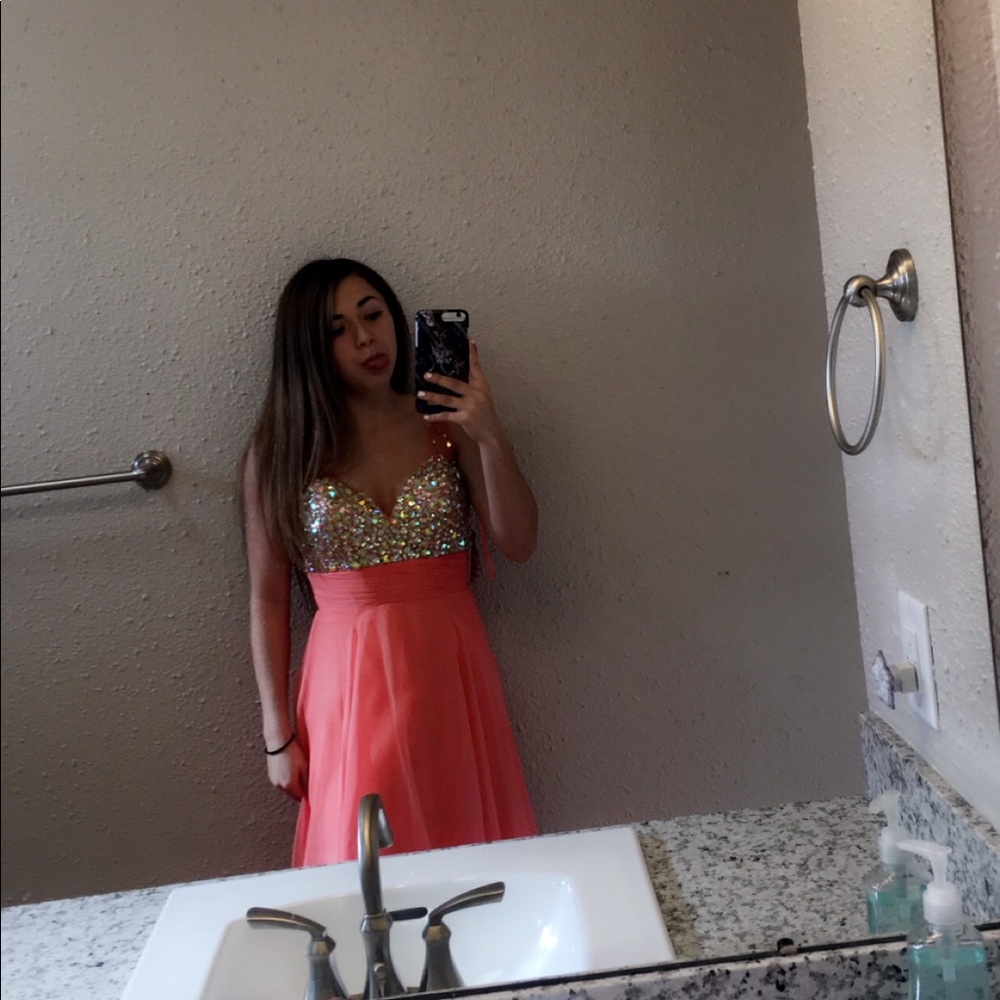 orange / peachy prom dress